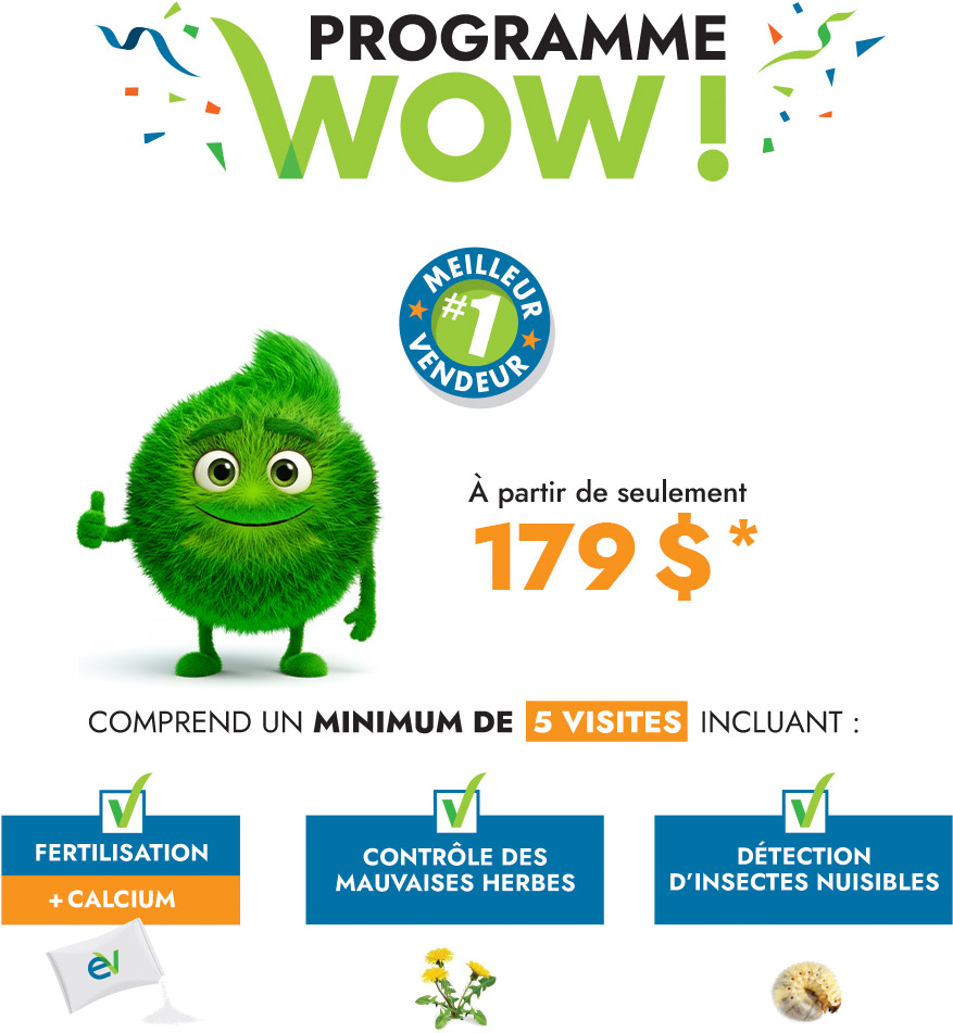 Mascotte d'Experts Verts pour le Programme WOW d'entretien de pelouse incluant le prix