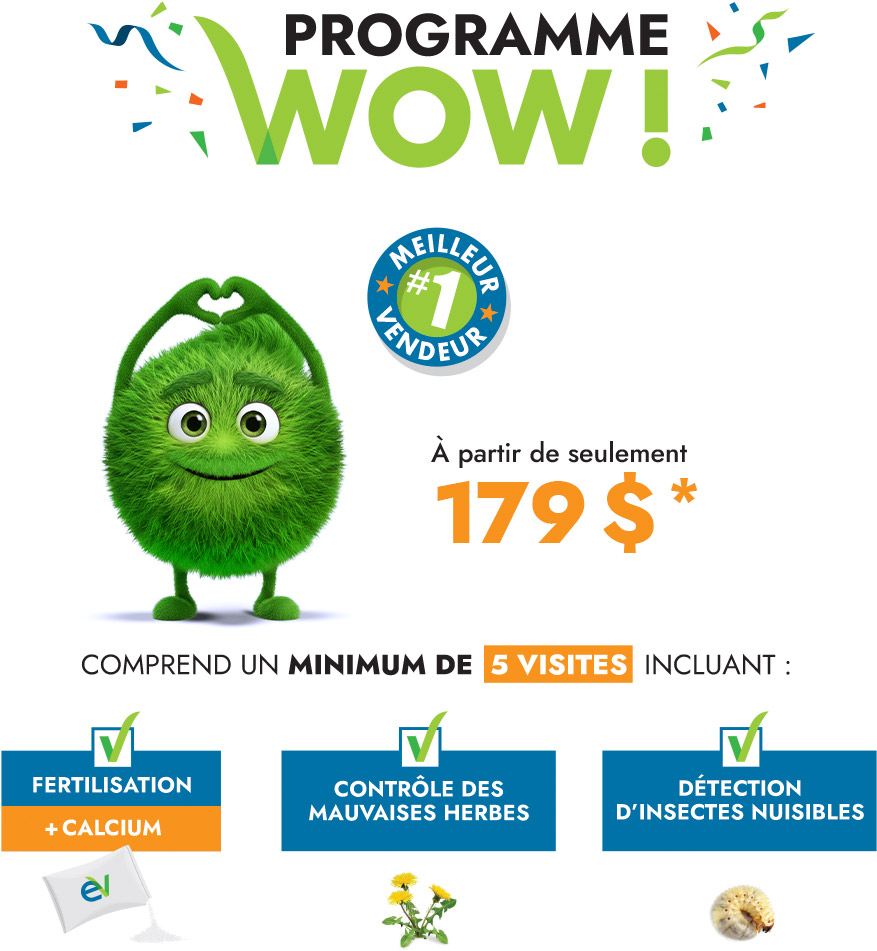 Mascotte d'Experts Verts pour le Programme WOW d'entretien de pelouse incluant le prix